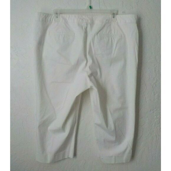 Chaps White Ankle Pants Women size 22W Stretch Cotton Flat Front Zip Up - Picture 2 of 7